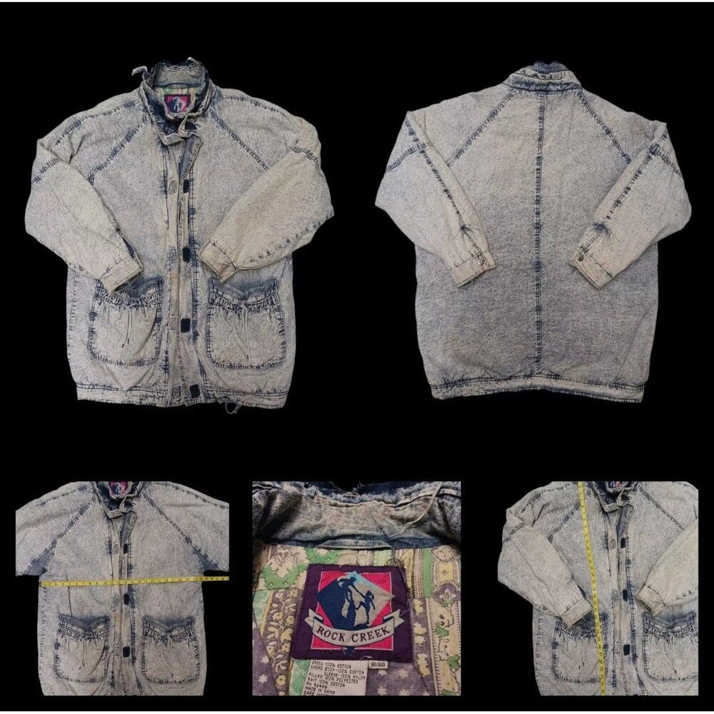 Vintage 80s Acid Wash Thrashed Rock Creek Denim Jacket Women's 18/20 Men's XXL